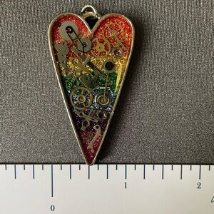 2 charms. Rainbow colored and Purple Heart Gears Steampunk. Bees